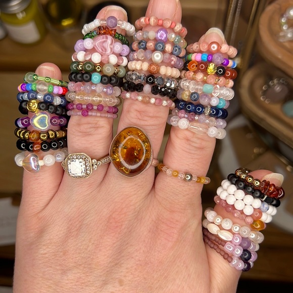 Stone Beaded Stretchy Rings🫶🏼GoldenHealingApothecary - Picture 6 of 16